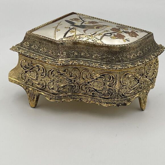 Vintage SANKYO Art Of Chokin Grand Piano Music Box WORKS 1940 - 1960 Japan Bird - Picture 6 of 13